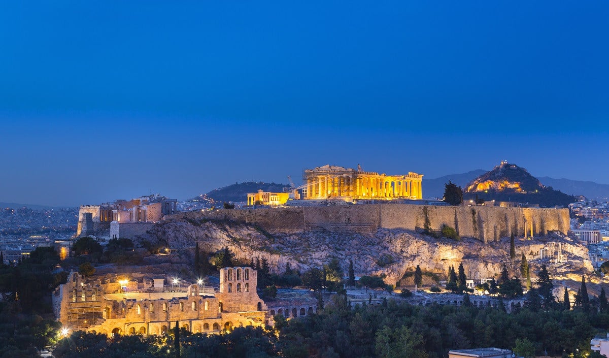 acropole athene nuit