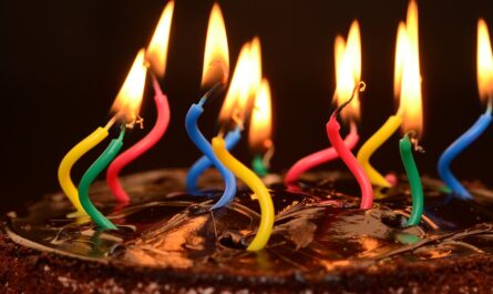 des bougies sur un gateau au chocolat