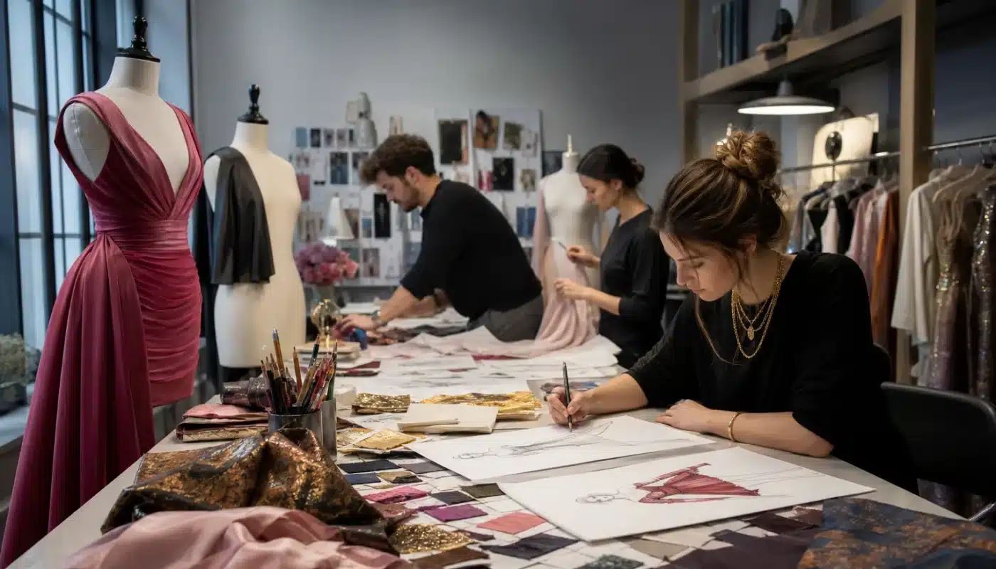 Équipe de professionnels de la mode dans un studio créatif
