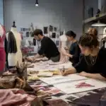 Équipe de professionnels de la mode dans un studio créatif
