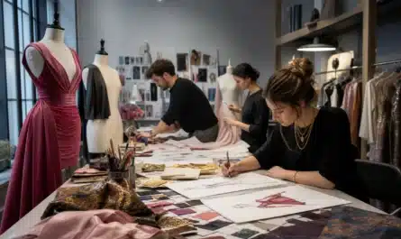 Équipe de professionnels de la mode dans un studio créatif