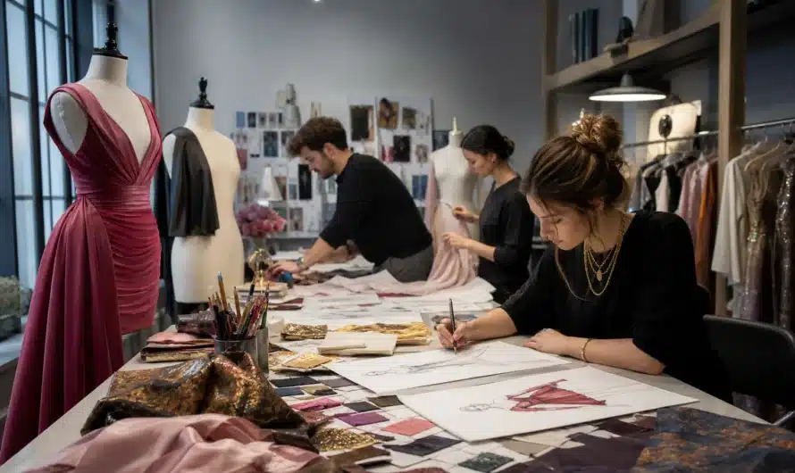 Équipe de professionnels de la mode dans un studio créatif