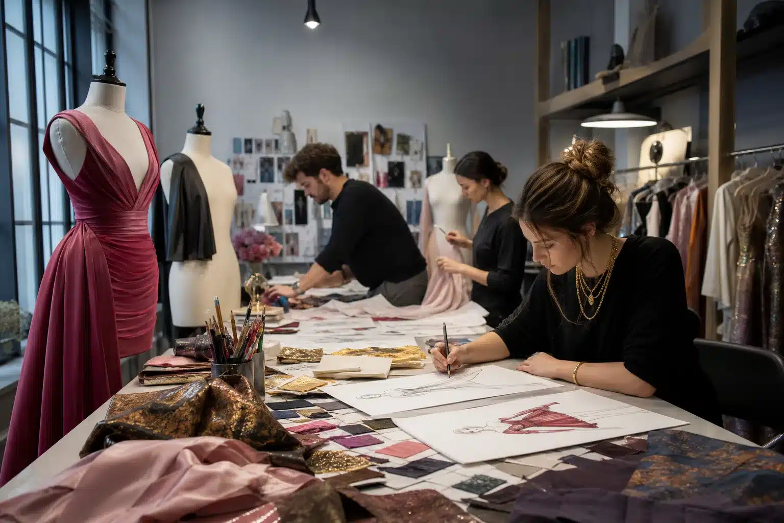 Équipe de professionnels de la mode dans un studio créatif