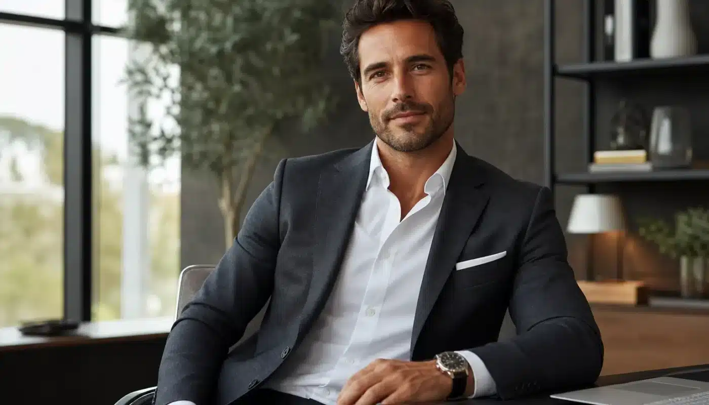 Homme élégant adoptant des habitudes style sans effort