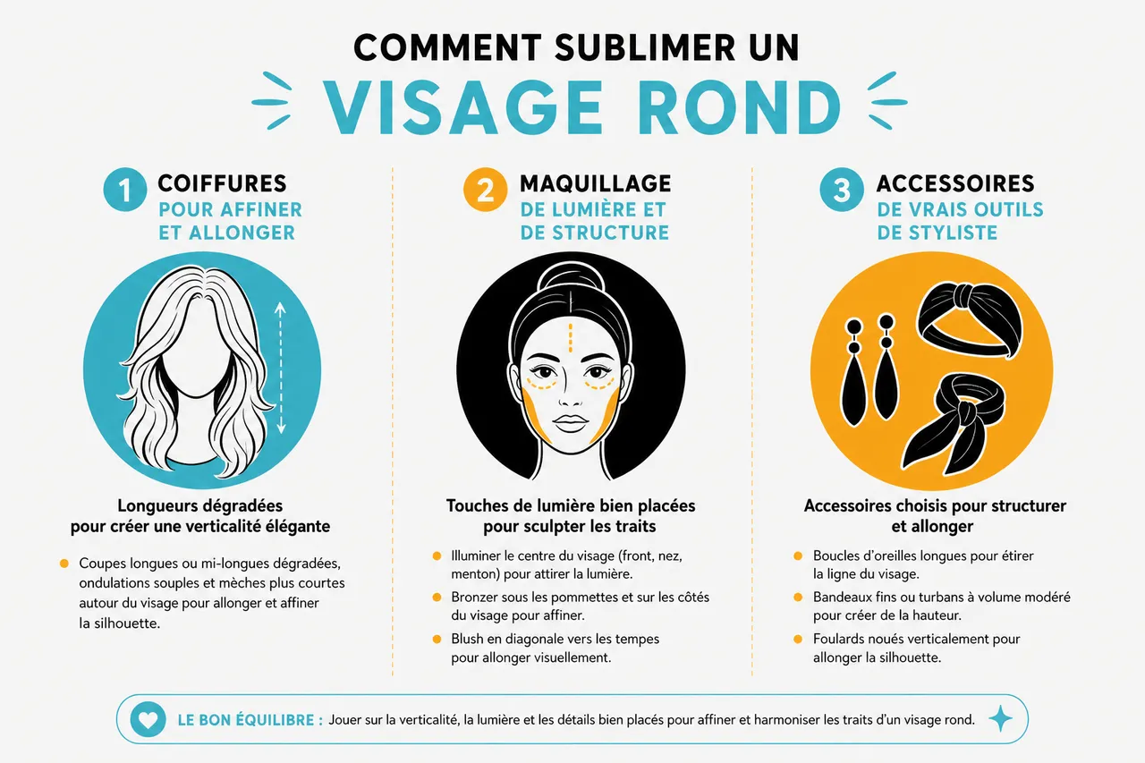 Visage rond : comment choisir coiffure, maquillage et accessoires pour affiner vos traits ? , Comment sublimer un visage rond : coiffures, maquillage et accessoires