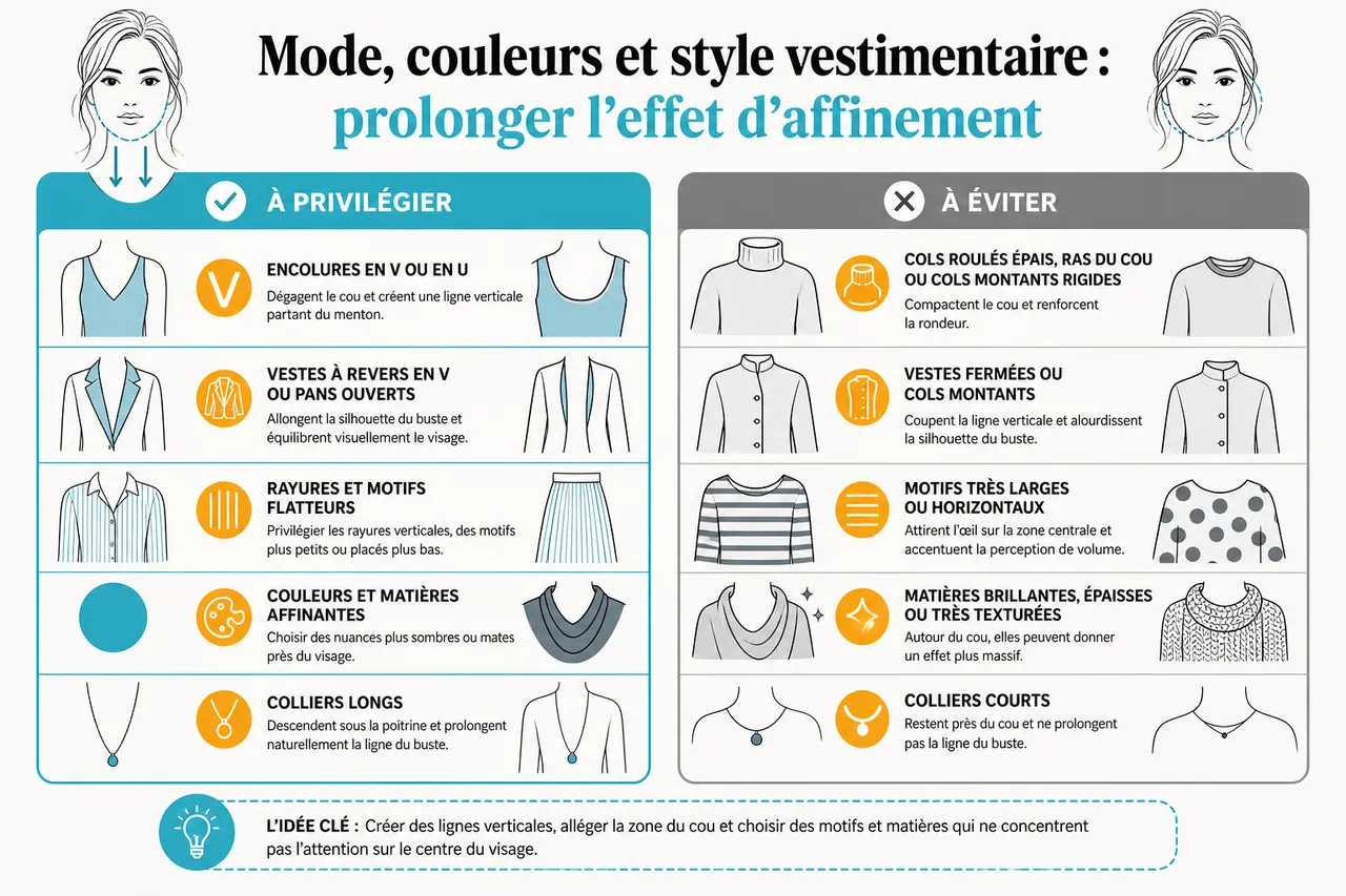 Visage rond : comment choisir coiffure, maquillage et accessoires pour affiner vos traits ? , Mode, couleurs et style vestimentaire : prolonger l’effet d’affinement