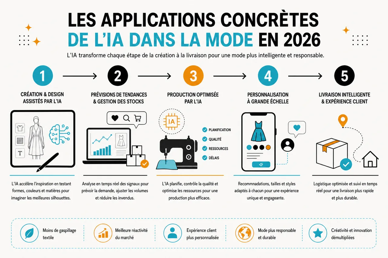 Mode et IA en 2026 : comment l’intelligence artificielle transforme notre façon de s’habiller , Les applications concrètes de l’IA dans la mode en 2026