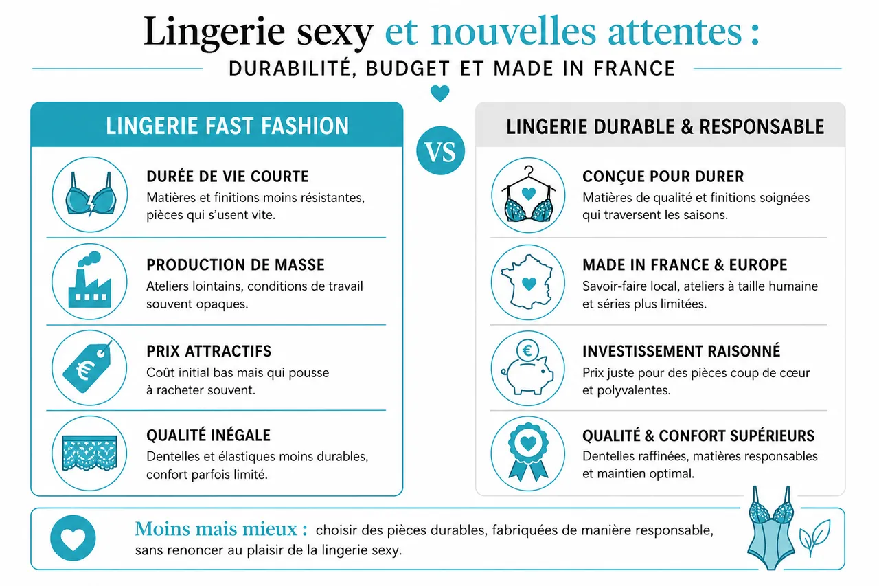 Comment choisir sa lingerie sexy selon sa morphologie? , Lingerie sexy et nouvelles attentes: durabilité, budget et made in France
