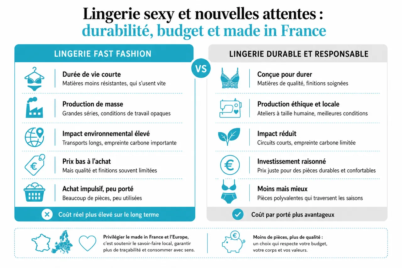 Comment choisir sa lingerie sexy selon sa morphologie? , Lingerie sexy et nouvelles attentes: durabilité, budget et made in France
