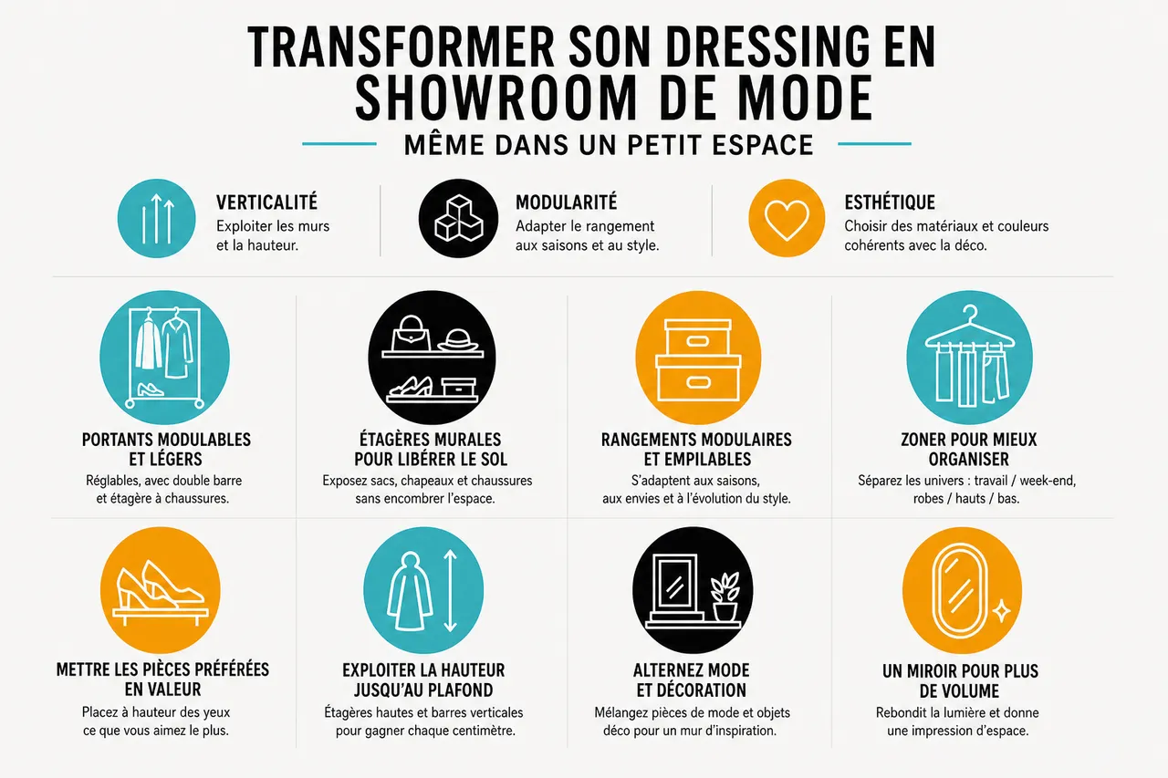 Maison et mode pour organiser votre dressing comme un showroom (même dans un petit espace) , Transformer son dressing en showroom de mode même dans un petit espace