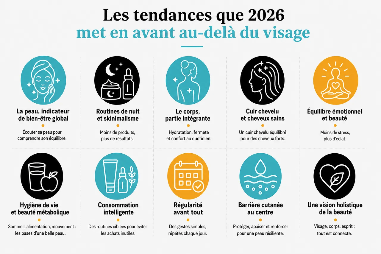 Tendances beauté 2026 avec les soins, le maquillage et les routines à adopter (et celles à éviter) , Les tendances que 2026 met en avant au-delà du visage
