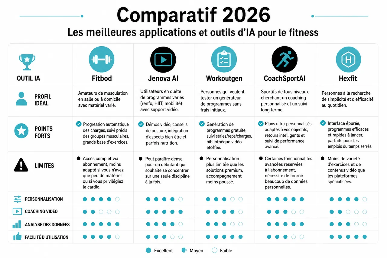Comment l'IA révolutionne votre programme sportif personnalisé , Comparatif 2026: les meilleures applications et outils d'IA pour le fitness