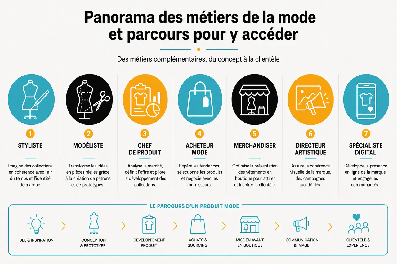 Travailler dans la mode avec les métiers, les études et les coulisses d’un univers qui fait rêver , Panorama des métiers de la mode et parcours pour y accéder