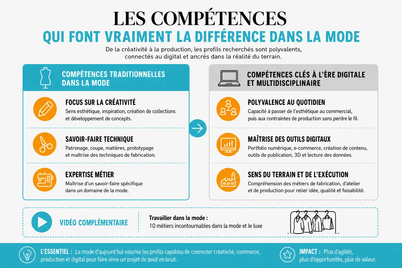 Travailler dans la mode avec les métiers, les études et les coulisses d’un univers qui fait rêver , Les compétences qui font vraiment la différence dans la mode