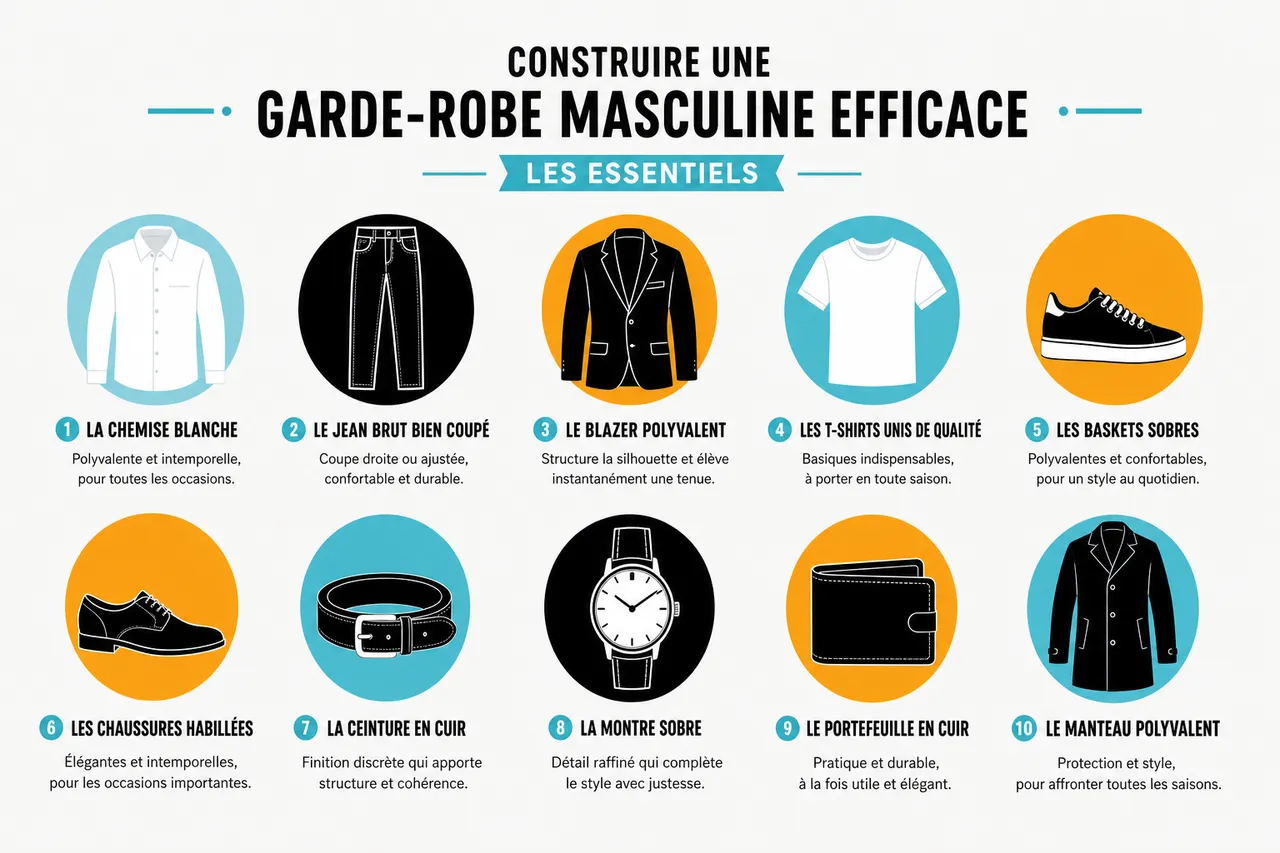 Style homme, par où commencer quand on n’a jamais vraiment pensé à ses vêtements? , Construire une garde-robe masculine efficace: les essentiels