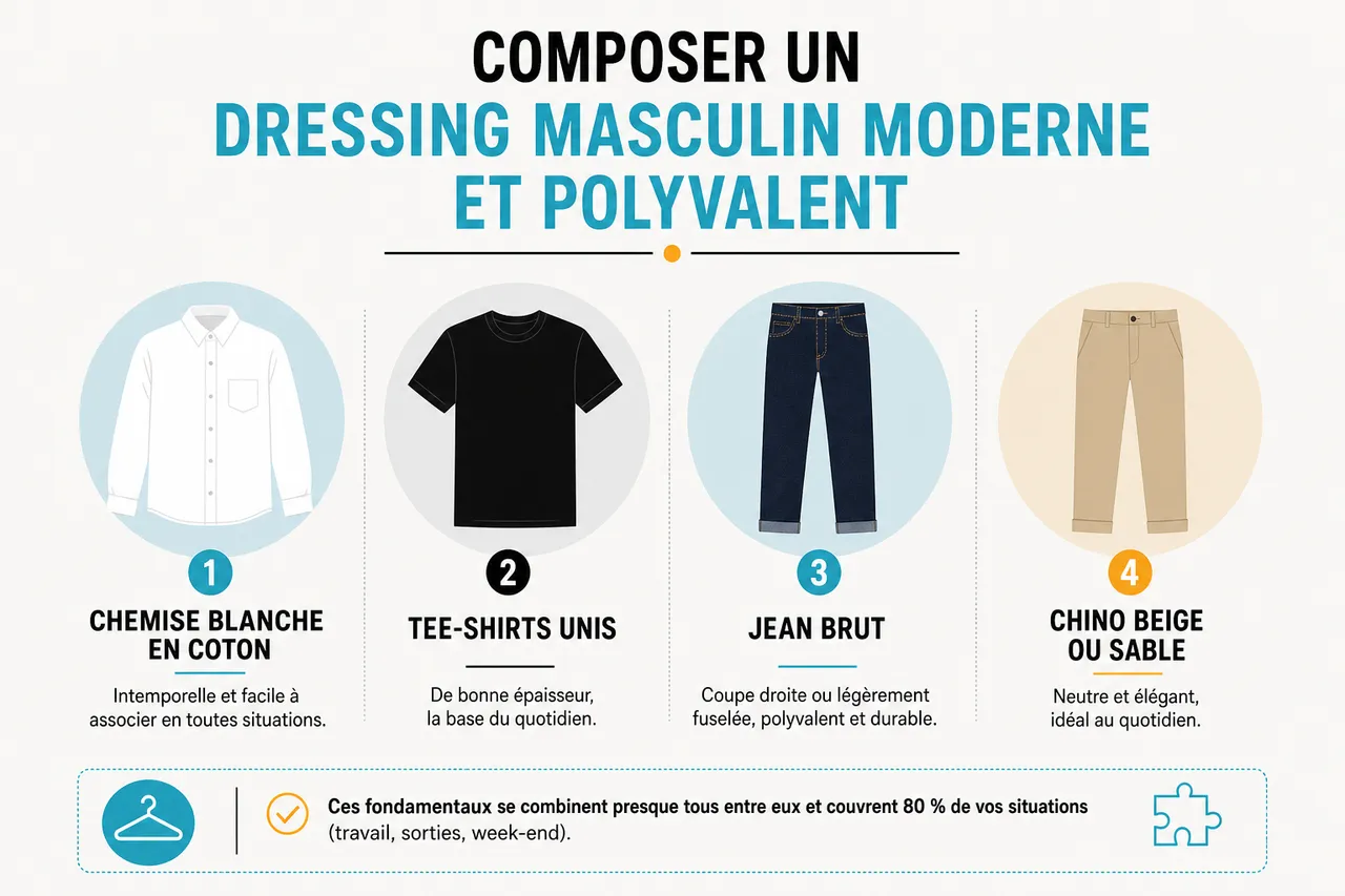 Homme et style avec 5 erreurs vestimentaires à éviter pour paraître plus affirmé , Composer un dressing masculin moderne et polyvalent