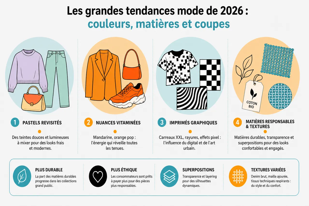 Mode tendance et astuces pour repérer les vraies pièces fortes parmi les effets de buzz , Les grandes tendances mode de 2026: couleurs, matières et coupes