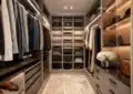 Organisation d'un dressing moderne comme un showroom élégant