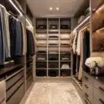 Organisation d'un dressing moderne comme un showroom élégant