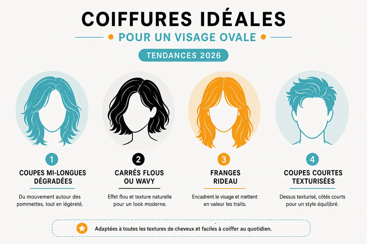 Visage ovale et façons de choisir les coupes et accessoires qui équilibrent le mieux les traits , Coiffures idéales pour un visage ovale