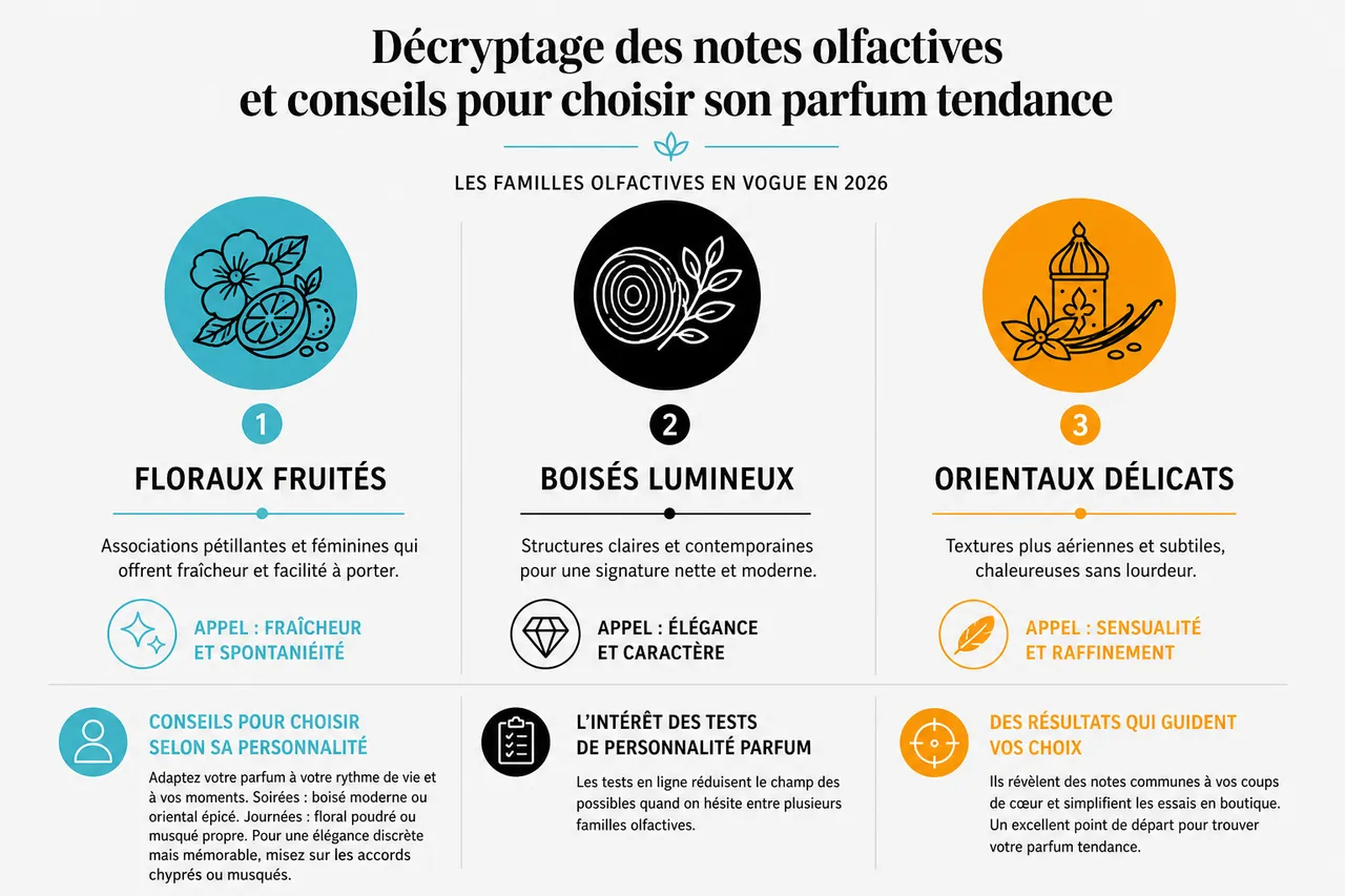 7 parfums femme tendance à connaître avant de choisir le vôtre , Décryptage des notes olfactives et conseils pour choisir son parfum tendance