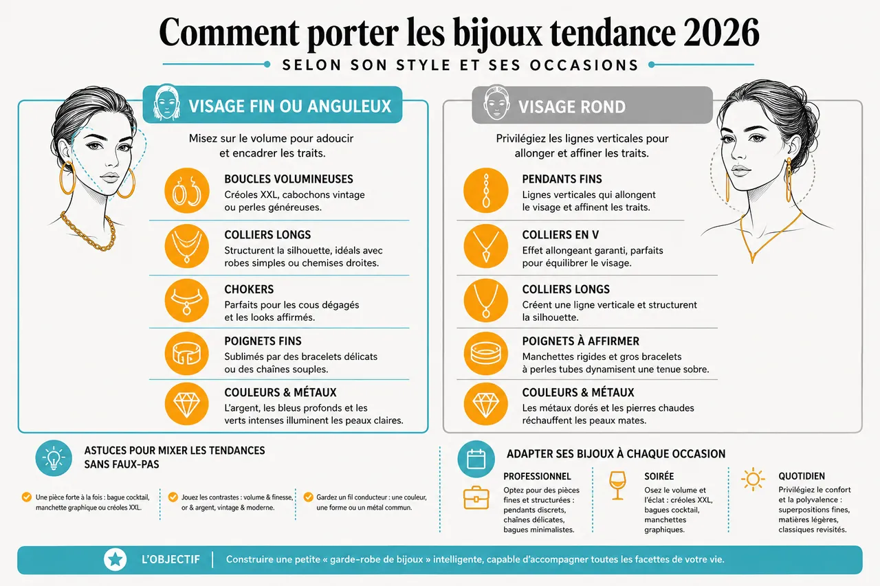 Bijoux tendance 2026 avec ce qui vaut vraiment le coup de porter cette année , Comment porter les bijoux tendance 2026 selon son style et ses occasions